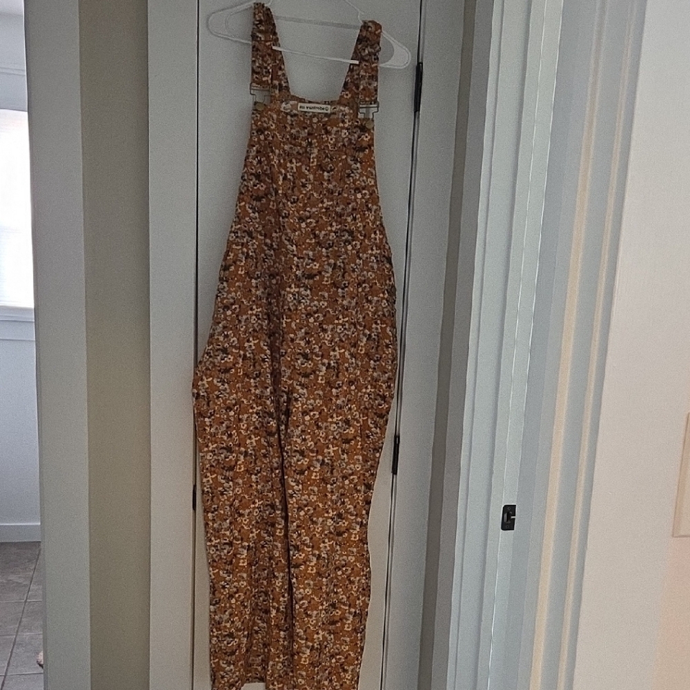 Floral Mustard Yellow Overalls